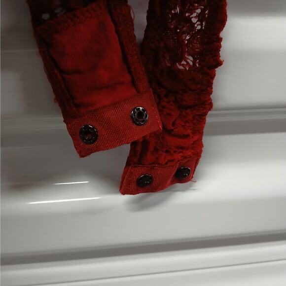 Intimately Free People Day & Night Sheer Lace Bodysuit Top Women Small Red Thong - Picture 7 of 12